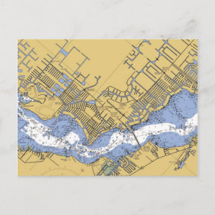 Cape Coral, Florida Nautical Harbour chart Postcar Postcard