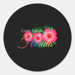 Cape Coral Florida Tropical Flowers Family Vacatio Classic Round Sticker