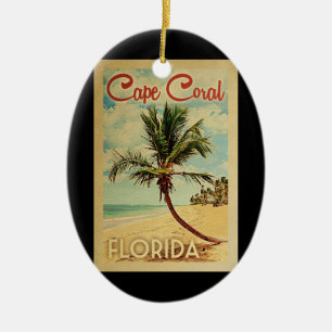 Cape Coral Palm Tree Vintage Travel Ceramic Tree Decoration