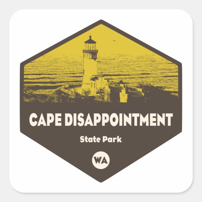 Cape Disappointment State Park Washington Square Sticker (Front)
