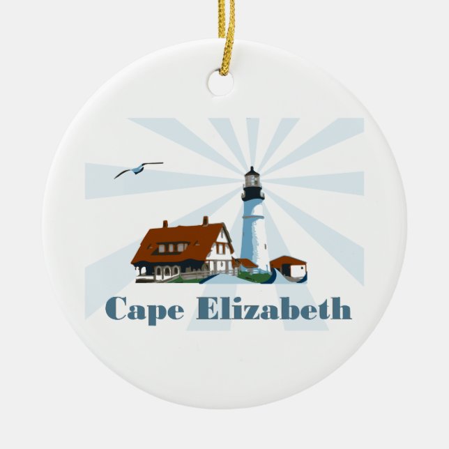 Cape Elizabeth. Ceramic Tree Decoration (Front)