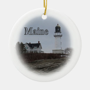 Cape Elizabeth Lighthouse Ceramic Tree Decoration
