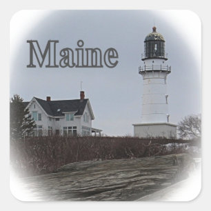 Cape Elizabeth Lighthouse Square Sticker