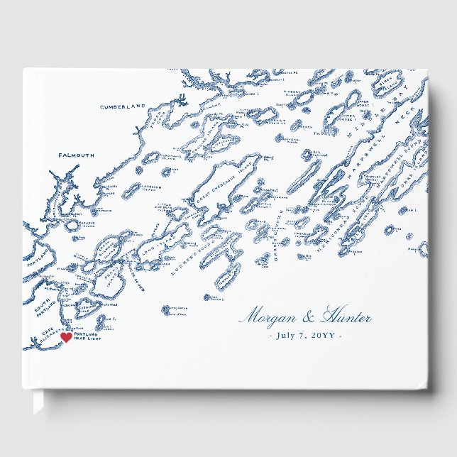 Cape Elizabeth Maine Casco Bay Wedding Guest Book (Front)