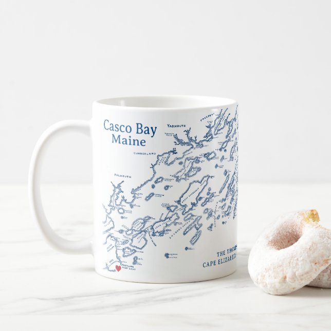 Cape Elizabeth Maine Gift Coffee Mug (With Donut)
