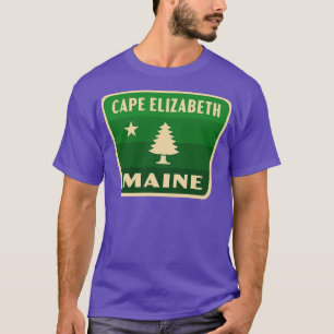 Cape Elizabeth Maine Retro Pine Tree Badge Green T-Shirt