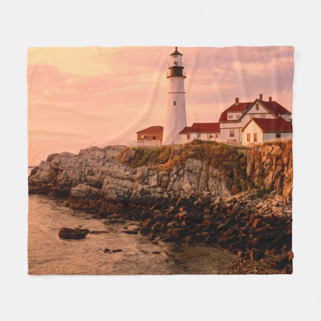 Cape Elizabeth | Portland Head Light | Maine Fleece Blanket (Front (Horizontal))