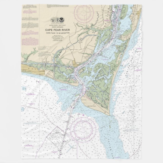 Cape Fear River Nautical Chart 11537 Fleece Blanket (Front)