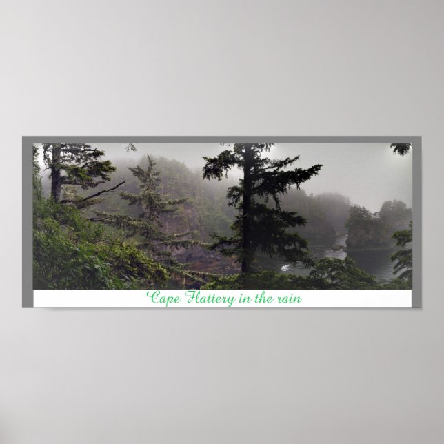 Cape Flattery in the Rain panoramic poster (Front)