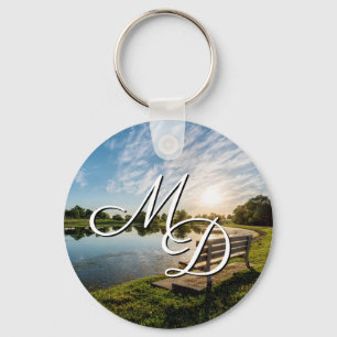 Cape Girardeau County Park Bench Sunset Keychain