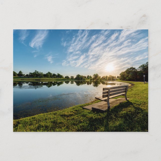 Cape Girardeau County Park Bench Sunset Postcard (Front)