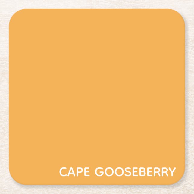 Cape Gooseberry yellow color name Square Paper Coaster (Front)