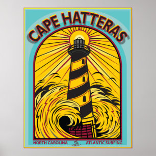 CAPE HATTERAS ATLANTIC SURFING NORTH CAROLINA POSTER