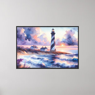 Cape Hatteras Lighthouse at Sunset Coastline Canvas Print