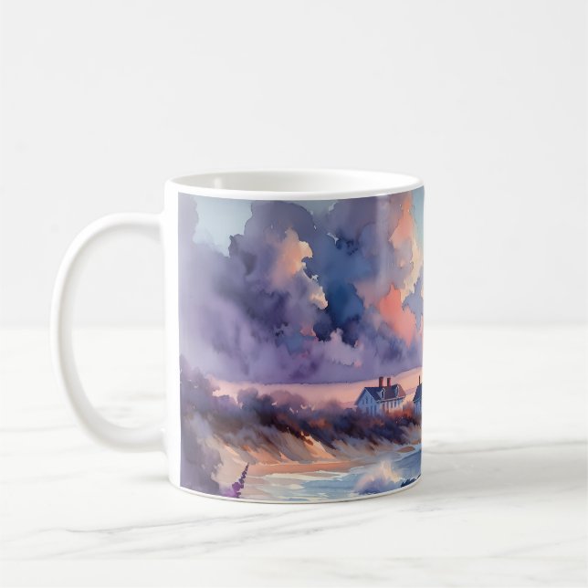 Cape Hatteras Lighthouse at Sunset Coastline Coffee Mug (Left)