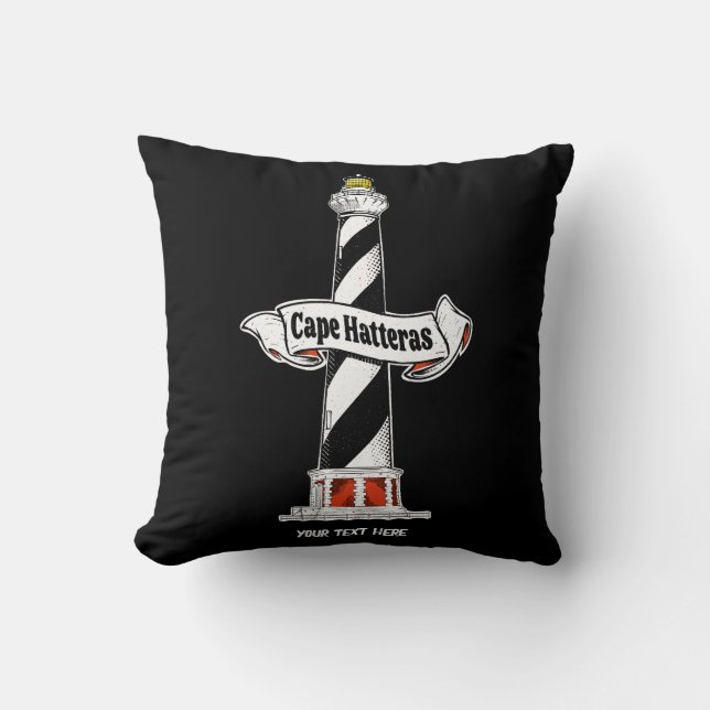 Cape Hatteras Lighthouse black and white Cushion (Front)