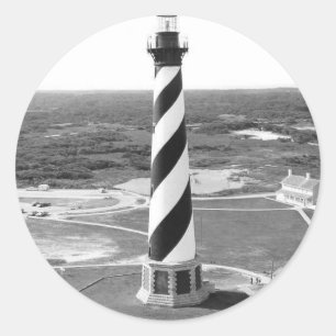 Cape Hatteras Lighthouse black and white photo Classic Round Sticker