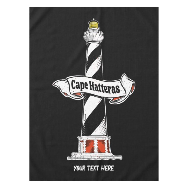 Cape Hatteras Lighthouse black and white Tablecloth (Front)