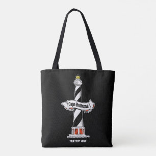 Cape Hatteras Lighthouse black and white Tote Bag