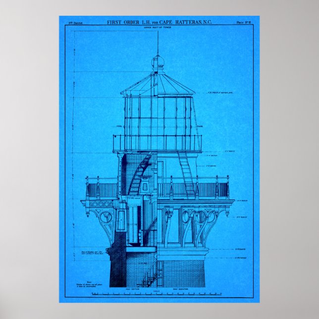 CAPE HATTERAS LIGHTHOUSE BLUEPRINT 1869 POSTER (Front)