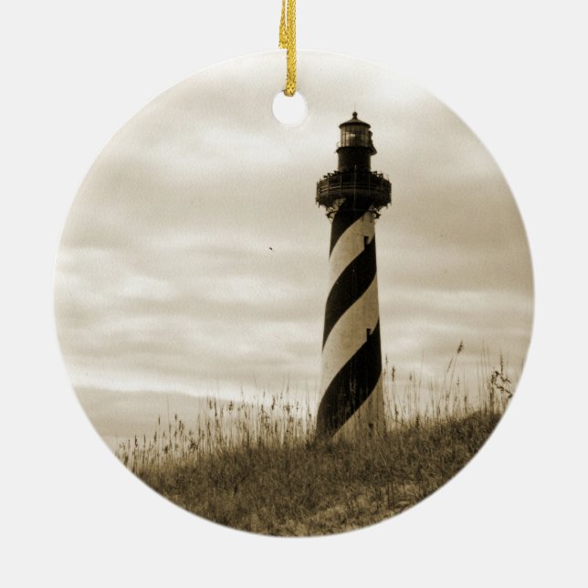 Cape Hatteras Lighthouse Ceramic Tree Decoration (Back)
