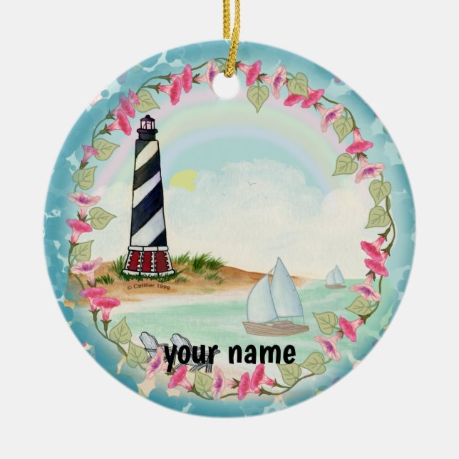 Cape Hatteras Lighthouse  Ceramic Tree Decoration (Front)