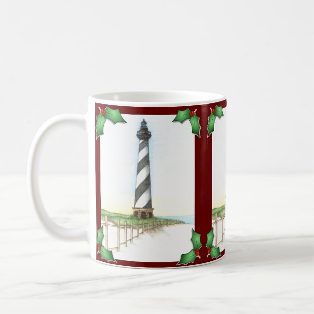 Cape Hatteras Lighthouse Christmas Coffee Mug (Left)