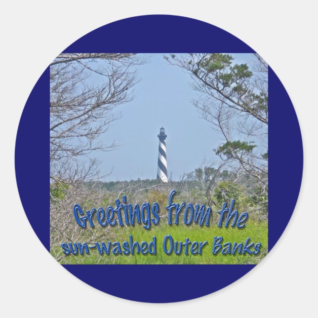 Cape Hatteras Lighthouse from Wetlands Series Classic Round Sticker (Front)