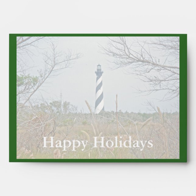 Cape Hatteras Lighthouse Happy Holidays Envelope (Front)
