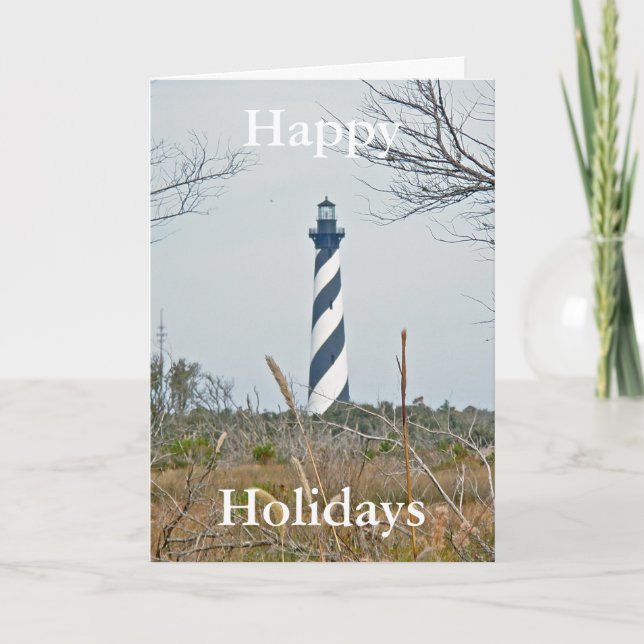 Cape Hatteras Lighthouse Happy Holidays Holiday Card (Front)
