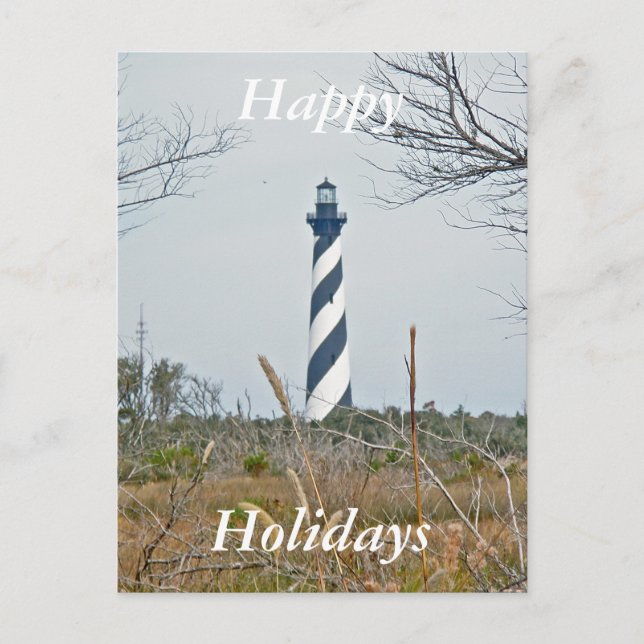 Cape Hatteras Lighthouse Happy Holidays Holiday Postcard (Front)