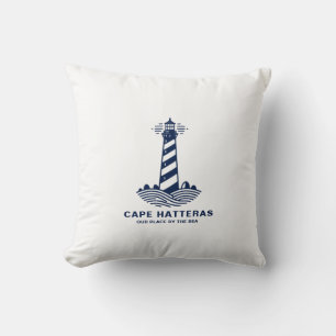 Cape Hatteras Lighthouse – Nautical Blue & White Cushion