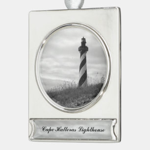 Cape Hatteras Lighthouse Silver Plated Banner Ornament