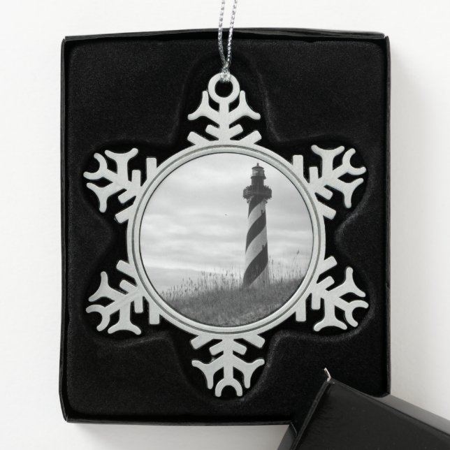 Cape Hatteras Lighthouse Snowflake Pewter Christmas Ornament (Box)