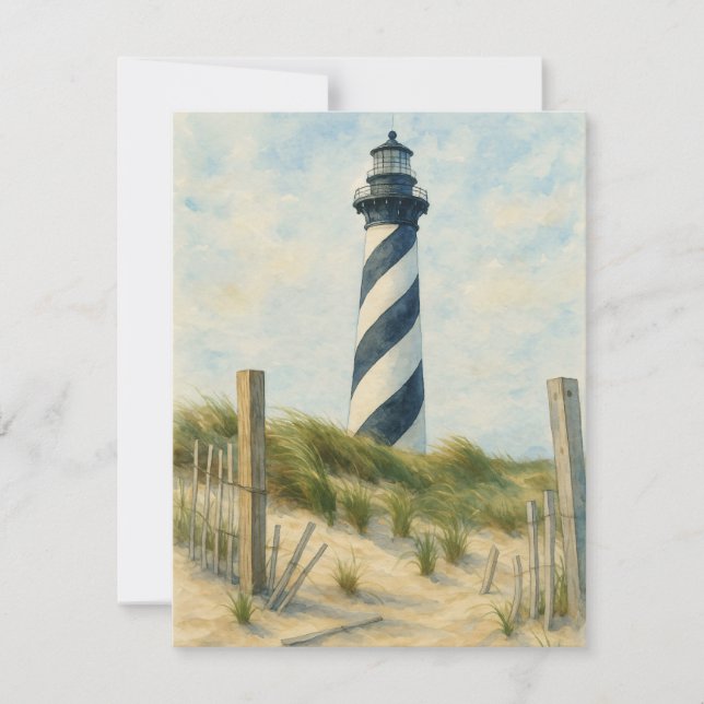 Cape Hatteras Lighthouse Watercolor Card (Front)