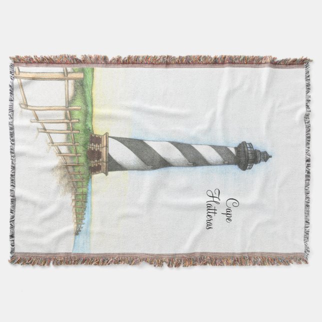 Cape Hatteras Lighthouse Woven Throw Blanket (Front)