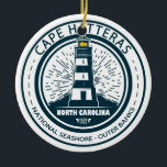 Cape Hatteras National Seashore Outer Banks Ceramic Tree Decoration<br><div class="desc">Cape Hatteras National Seashore illustration in a badge style circle.</div>