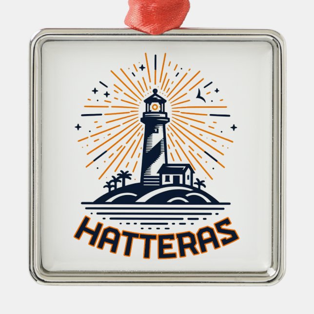 Cape Hatteras North Carolina Lighthouse Sunrise Metal Tree Decoration (Front)