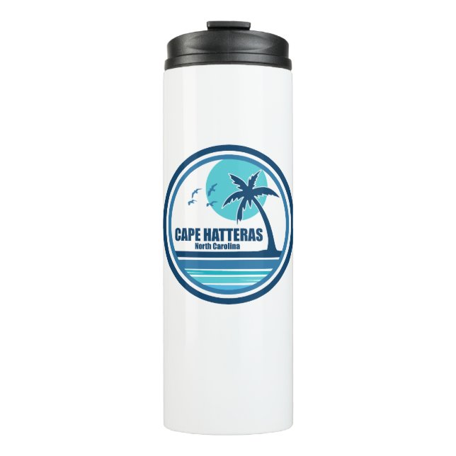Cape Hatteras North Carolina Palm Tree Birds Thermal Tumbler (Front)
