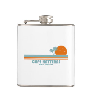 Cape Hatteras North Carolina Sun Palm Trees Hip Flask