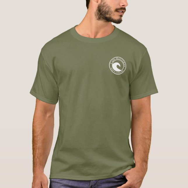 Cape Hatteras White Ocean Wave Circle Design T-Shirt (Front)