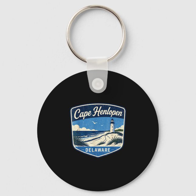 Cape henlopen delaware lighthouse beach ocean key ring (Front)