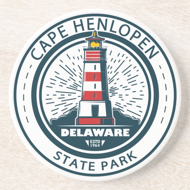 Cape Henlopen State Park Delaware Badge Coaster (Front)
