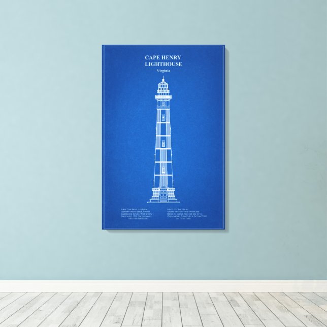 Cape Henry Lighthouse - Virginia – AD Canvas Print (Insitu(Wood Floor))