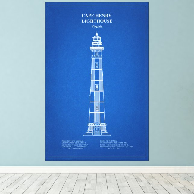 Cape Henry Lighthouse - Virginia – AD Canvas Print (Insitu(Wood Floor))