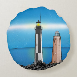 Cape Henry Lighthouse  Virginia Round Cushion