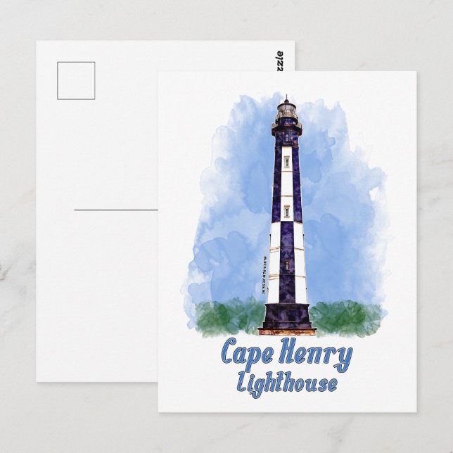 Cape Henry Lighthouse Watercolor - Virginia Postcard (Front/Back)