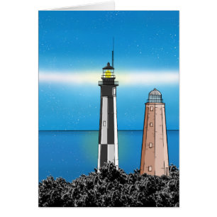Cape Henry Lighthouses at night