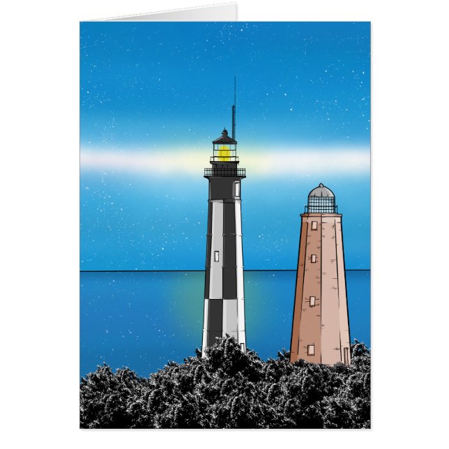 Cape Henry Lighthouses at night (Front)