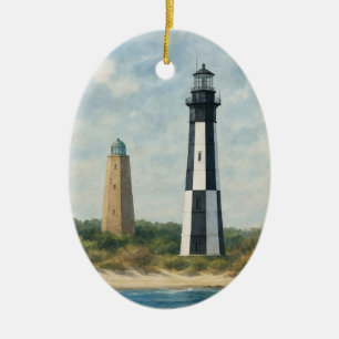Cape Henry Lighthouses Ceramic Tree Decoration